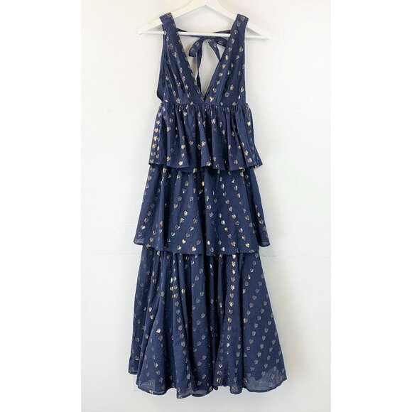 NWT A.L.C. Rhode Leela Dress Tiered Midi Dress with Metallic Hearts Size XS - Picture 1 of 7